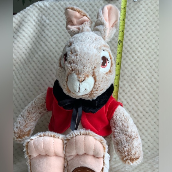 Beautiful Peter Rabbit Flopsy Plush Stuffed Animal Embroidered Eyes Red Vest - Picture 10 of 10